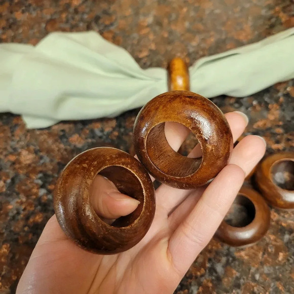 Vintage Wood Napkin Holders Wood Set of 8 Bohemian Walnut MCM Mid Century - Picture 2 of 3